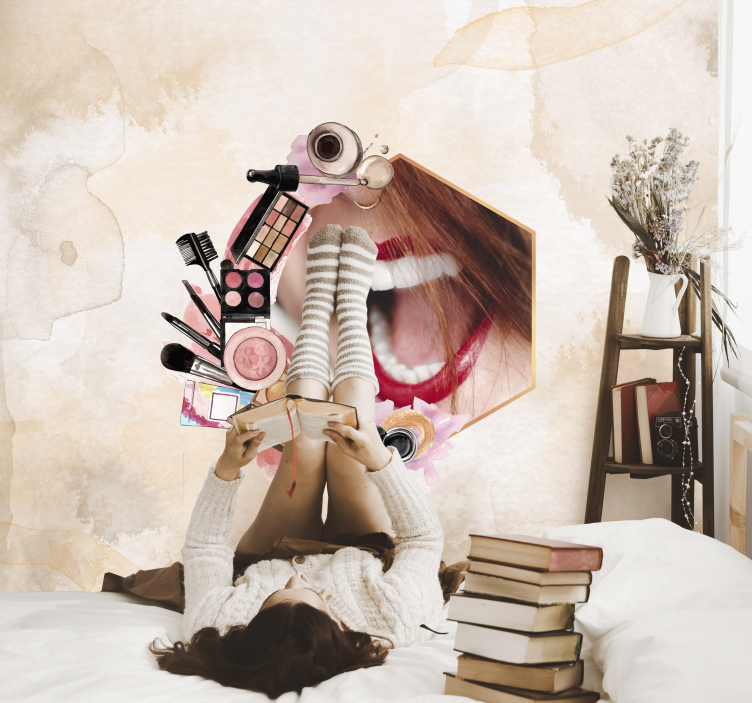 Fotomural frase esenciales de belleza de moda - TenVinilo