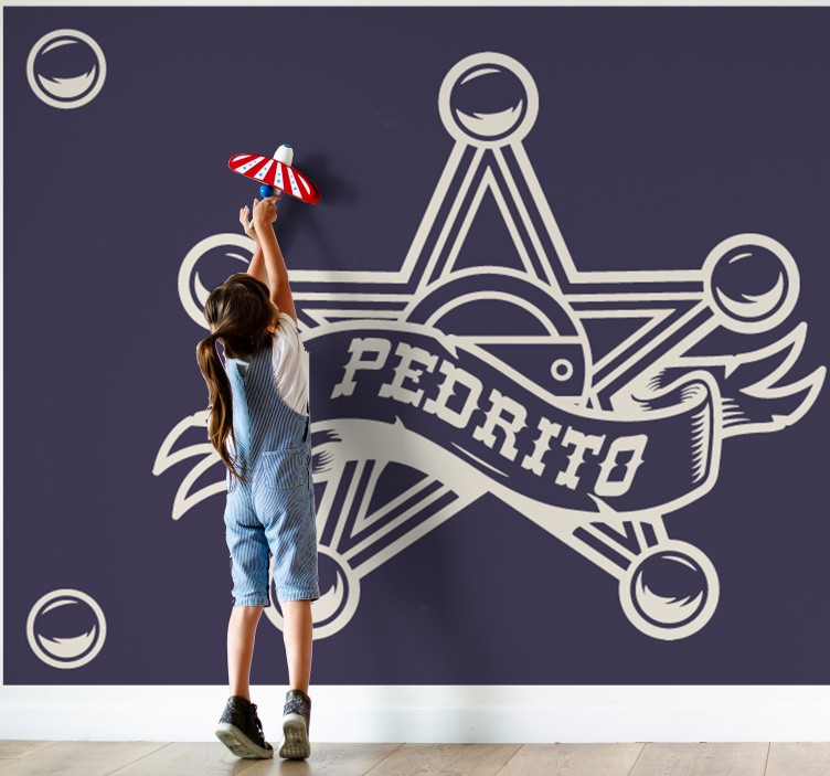 Mural de pared infantil insignia de sheriff personalizada - TenVinilo