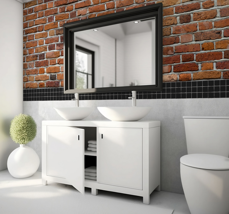 Fotomural imitación ladrillos con baldosas - TenVinilo