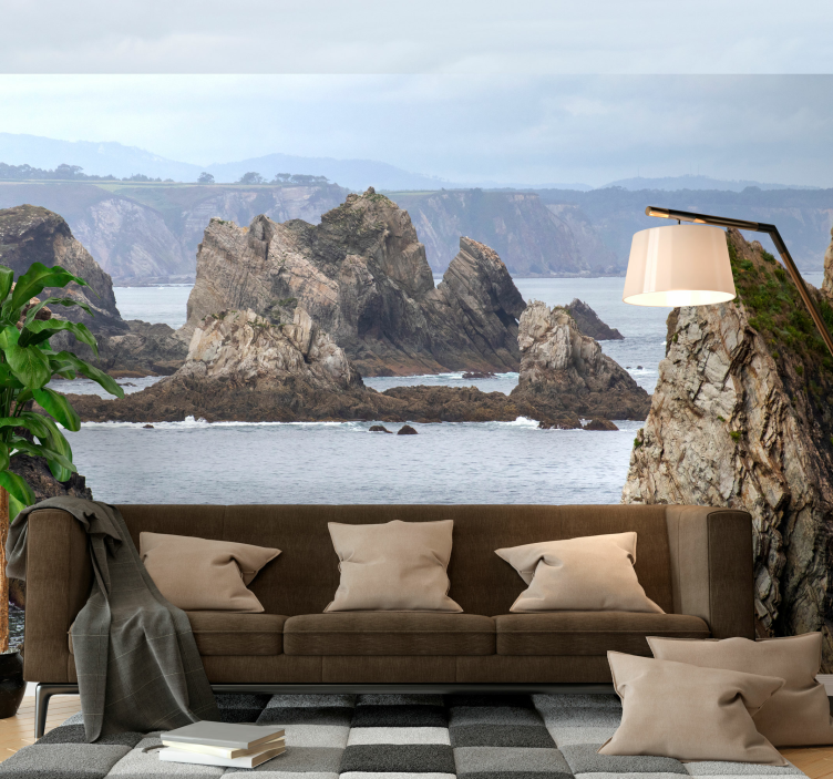 Mural de pared de mar rocas playa del silencio - TenVinilo