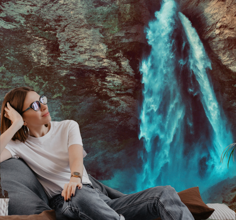 Fotomural montañas perspectiva gran cascada - TenVinilo