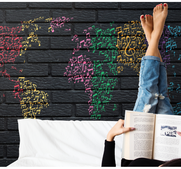 Fotomural musical Suena la música del arco iris con mapamundi - TenVinilo