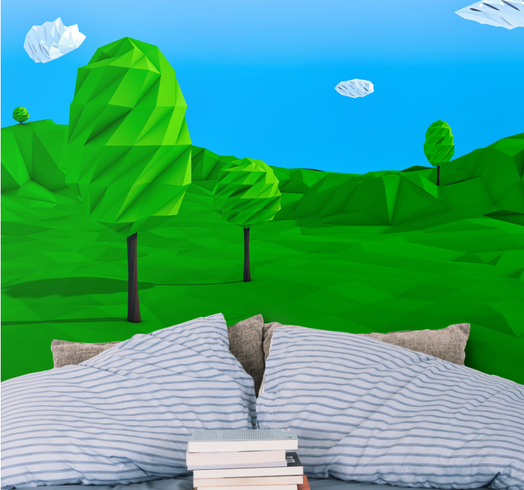 Fotomural naturaleza paisaje verde geométrico - TenVinilo