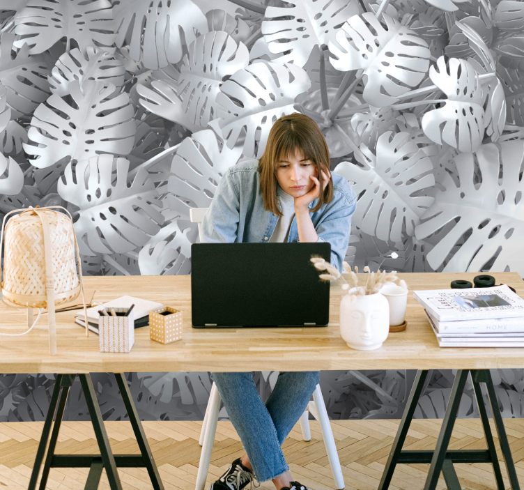 Fotomural naturaleza patrón de hojas de monstera - TenVinilo