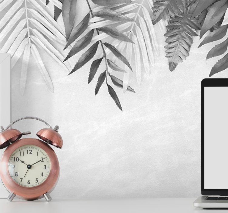 Fotomural naturaleza patrones de hojas monocromas - TenVinilo