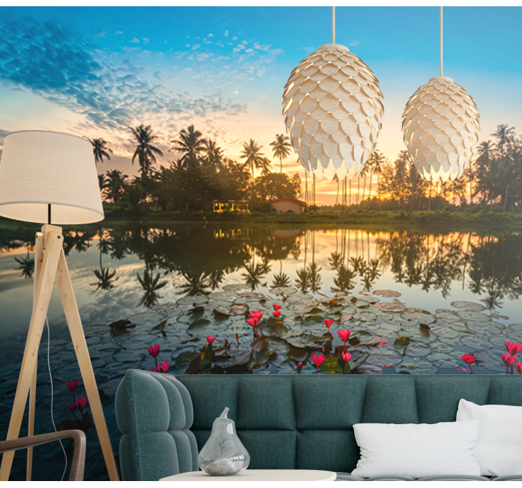 Fotomural naturaleza sereno reflejo de loto - TenVinilo