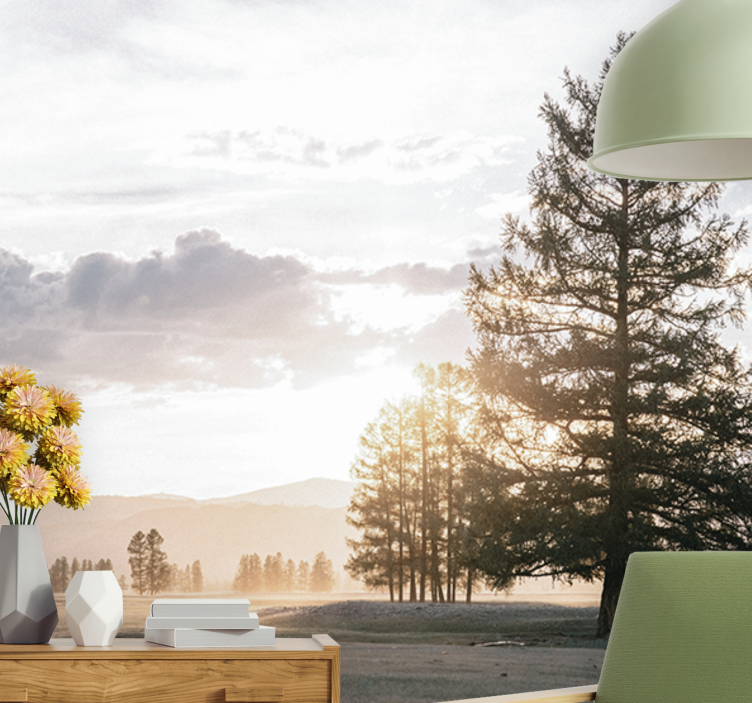 Fotomural naturaleza silueta de pino sereno - TenVinilo