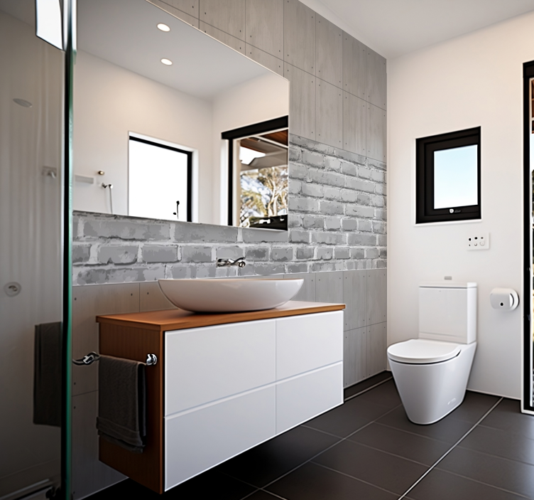 Fotomural baño paneles de hormigón - TenVinilo