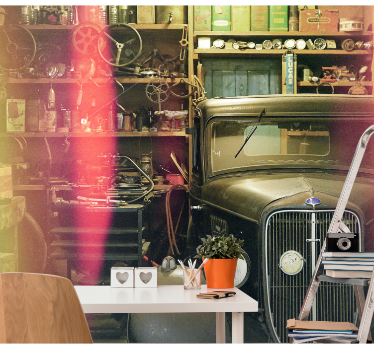 Fotomural vehículo exposición de automóviles clásicos - TenVinilo