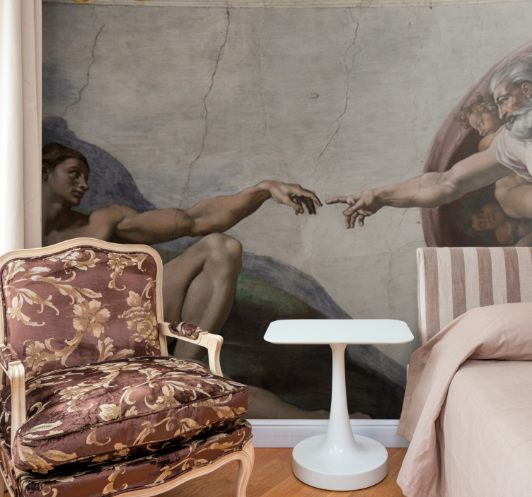 Mural pared dormitorio arte clásico creación de adán - TenVinilo