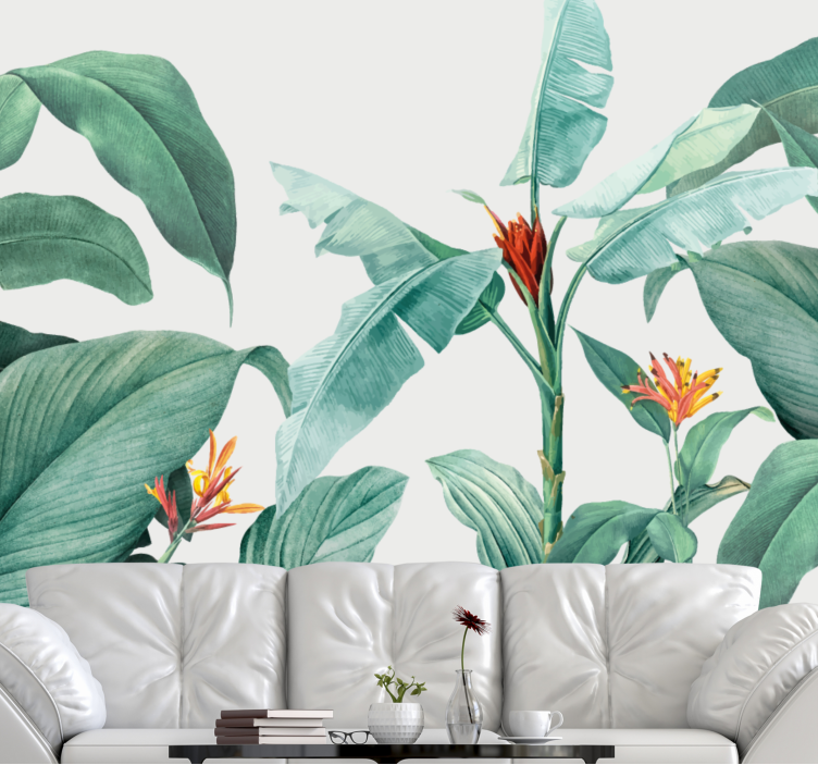 Mural de pared flores arreglo de plantas tropicales - TenVinilo