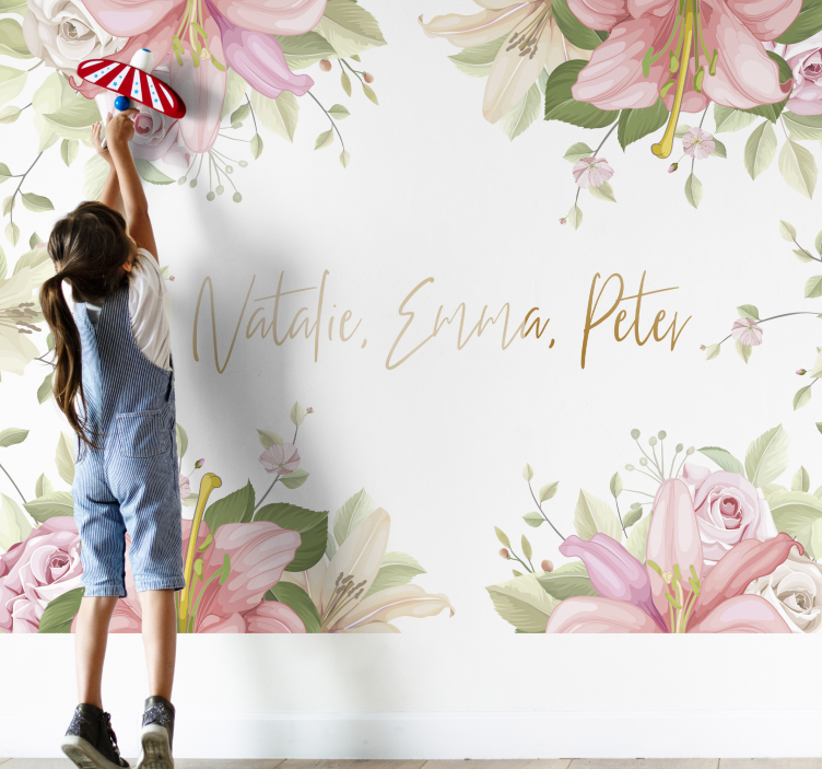 Mural de pared flores arreglo floral personalizado - TenVinilo