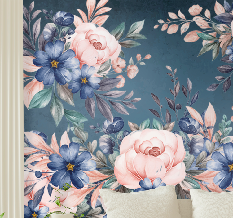 Mural de pared flores arreglo floral romántico - TenVinilo