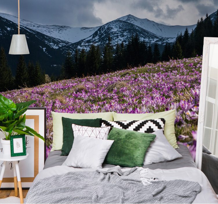 Mural de pared flores campo de crocus - TenVinilo