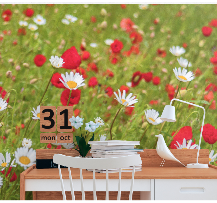 Mural de pared flores campo de flores vibrantes - TenVinilo