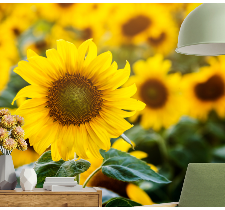 Mural de pared flores campo de girasoles en flor - TenVinilo
