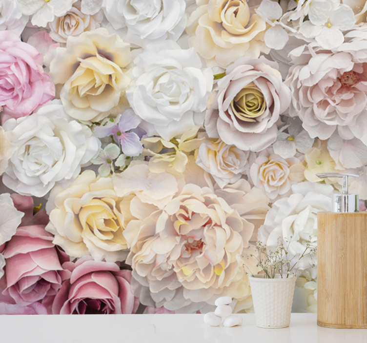 Mural de pared flores composición de rosas elegantes - TenVinilo