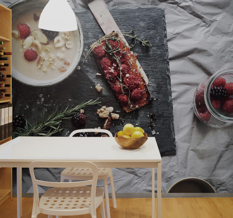 Mural de pared flores delicia de frutos rojos - TenVinilo