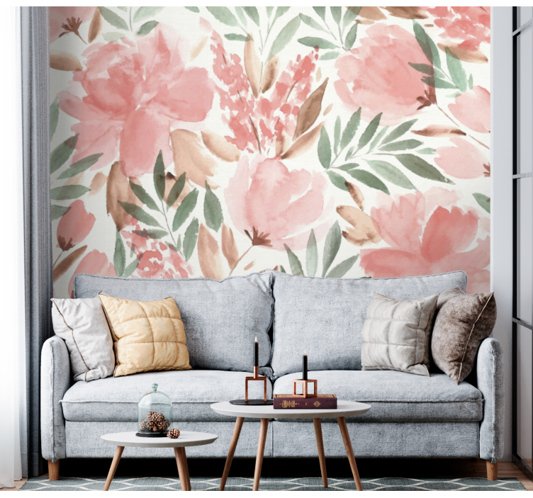 Mural de pared flores diseño de elegancia floral - TenVinilo