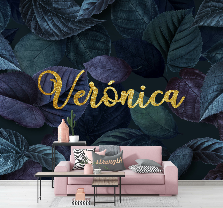 Mural de pared flores elegante patrón de hojas - TenVinilo