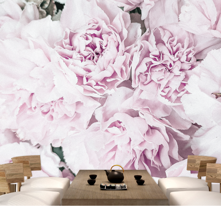 Mural de pared flores en tonos rosa suave - TenVinilo