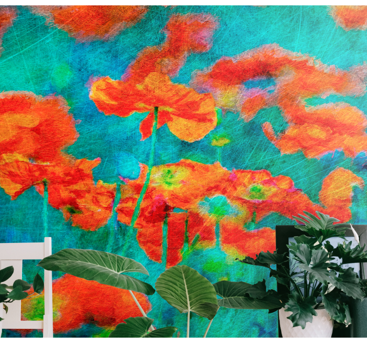 Mural de pared flores exhibición floral vibrante - TenVinilo