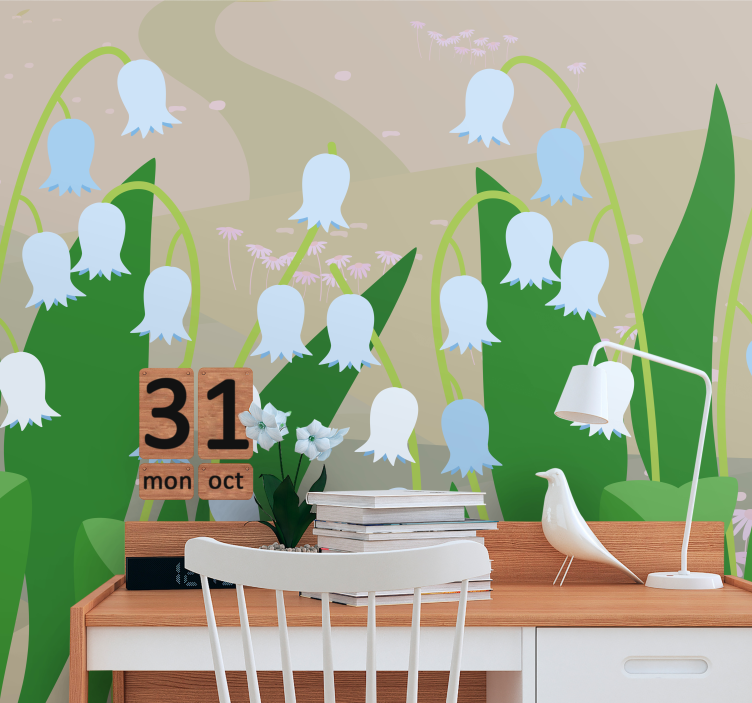 Mural de pared flores flores delicadas en floración - TenVinilo