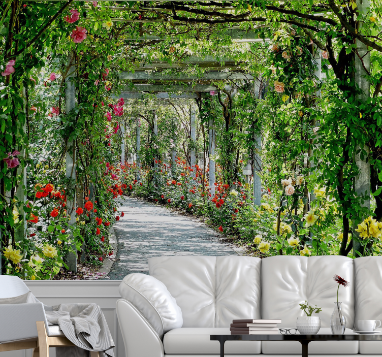 Mural de pared flores galería floral exuberante - TenVinilo