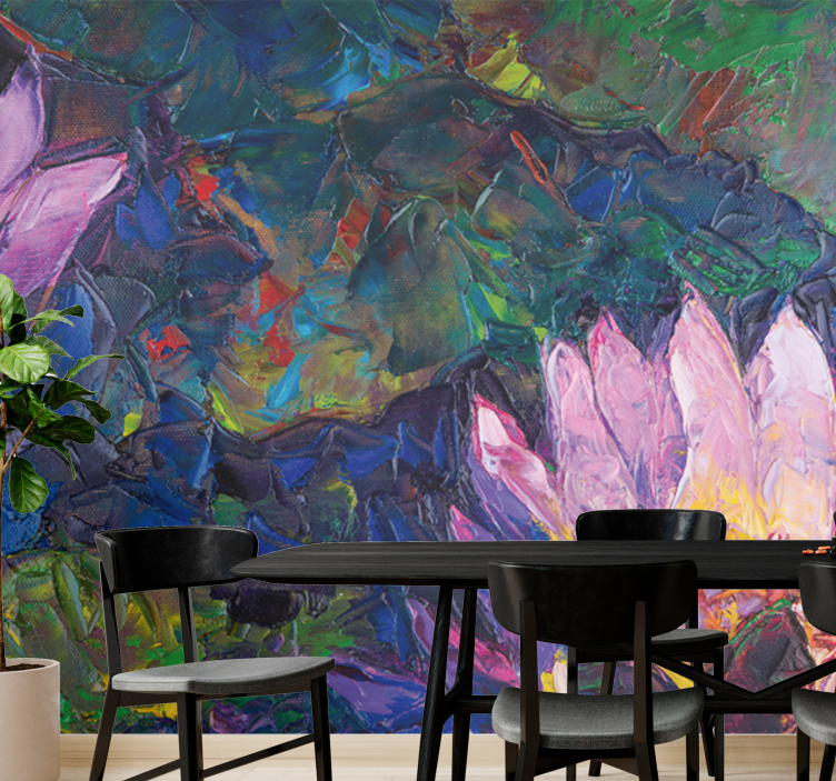 Mural de pared flores loto abstracto - TenVinilo