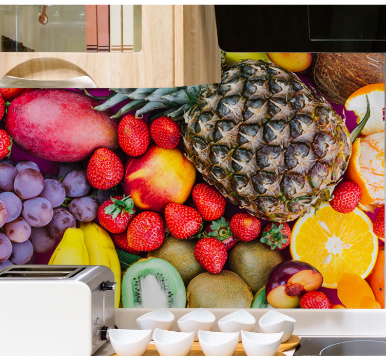 Mural de pared flores medley de frutas vibrantes - TenVinilo