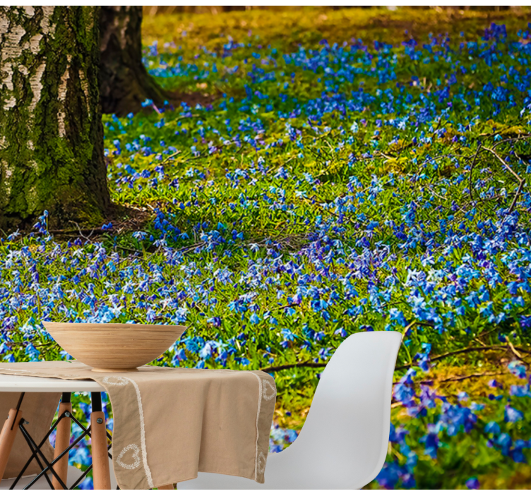 Mural de pared flores paisaje de campanillas - TenVinilo