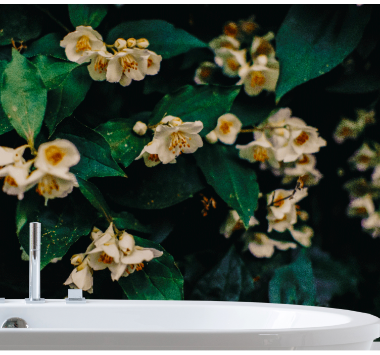 Mural de pared flores pétalos blancos delicados - TenVinilo