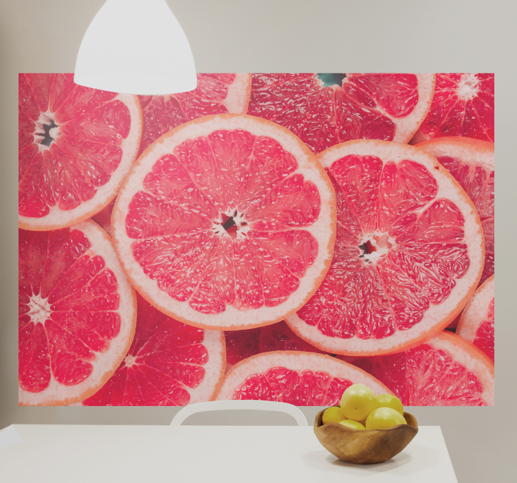 Mural de pared flores rodajas de pomelo - TenVinilo