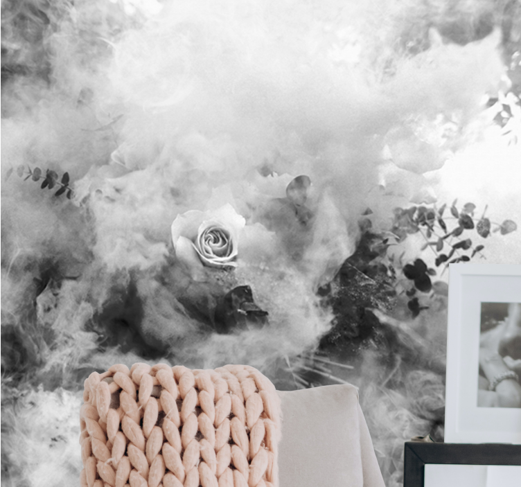 Mural de pared flores rosa blanca etérea - TenVinilo