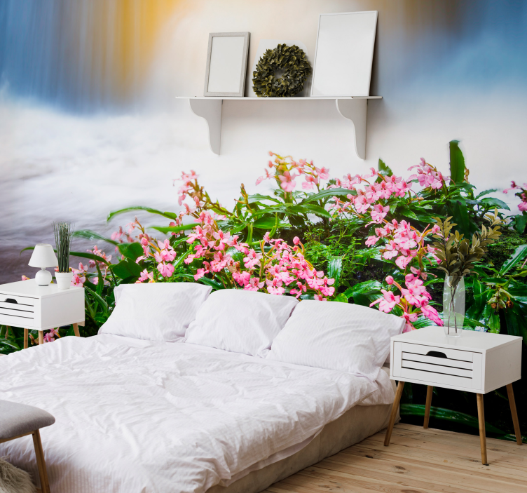 Mural de pared flores sutiles flores rosas - TenVinilo