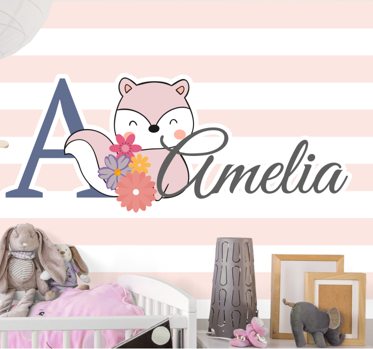 Mural de pared infantil diseño de zorro adorable - TenVinilo