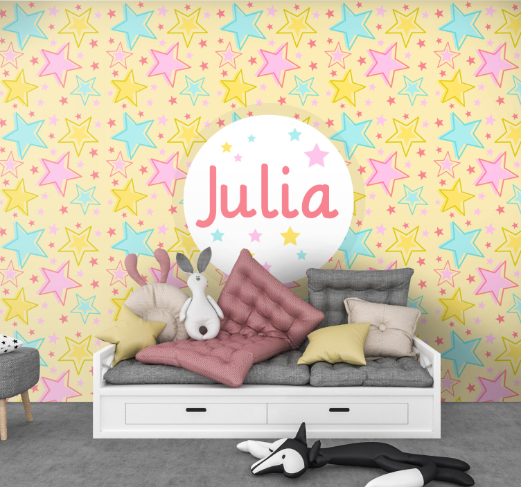 Mural de pared infantil diseño estrellado personalizado - TenVinilo