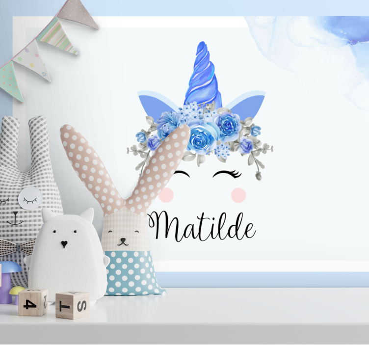 Mural de pared infantil ilustración de unicornio adorable - TenVinilo