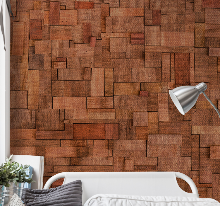 Mural de pared piedra tablones de madera texturizados - TenVinilo
