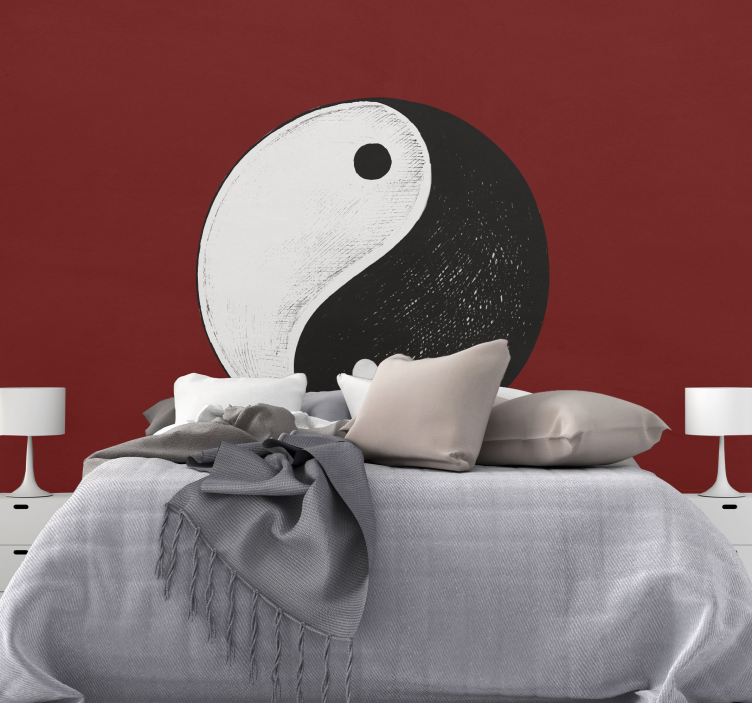 Mural habitación matrimonio símbolo yin yang - TenVinilo