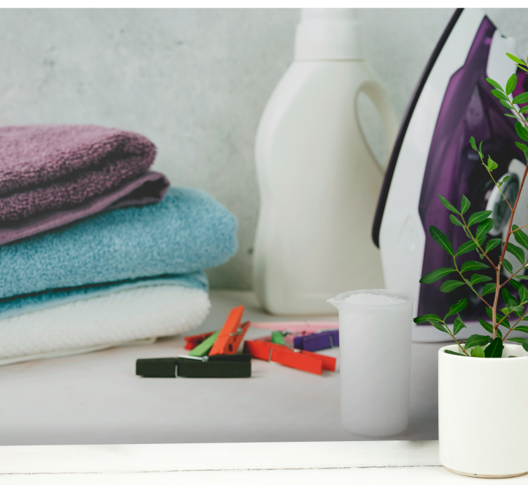 Mural para cocina display de esenciales de lavandería - TenVinilo
