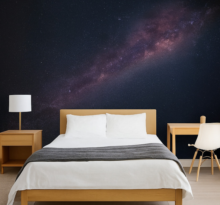 Mural para dormitorio juvenil galaxia con estrellas - TenVinilo