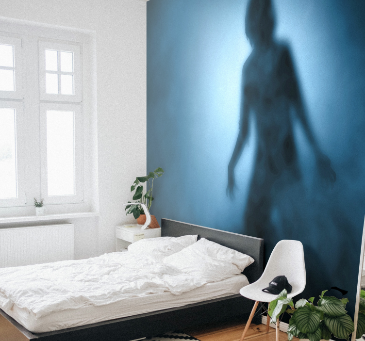 Mural pared Halloween silueta zombie - TenVinilo