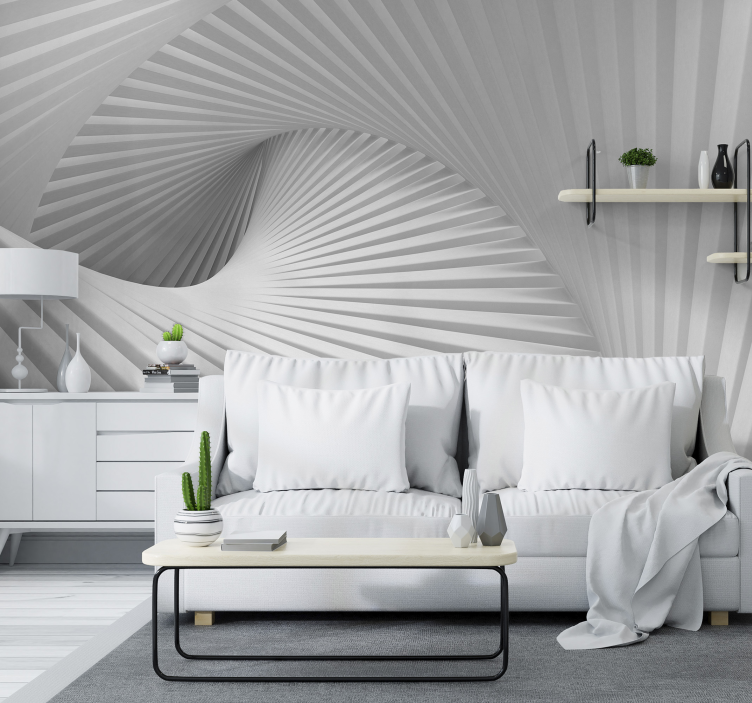 Papel pintado 3D abstracto olas blancas - TenVinilo