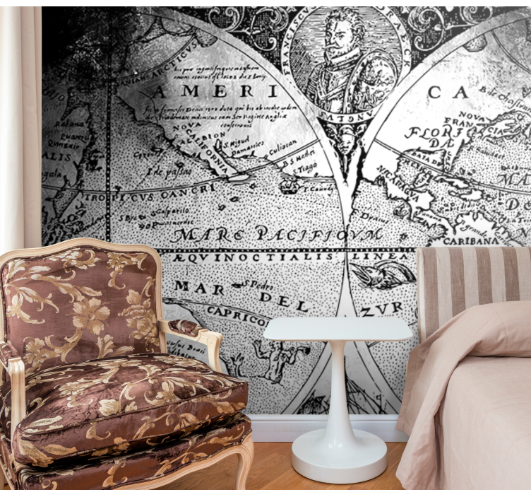 Papel pintado mapamundi mapa náutico antiguo - TenVinilo