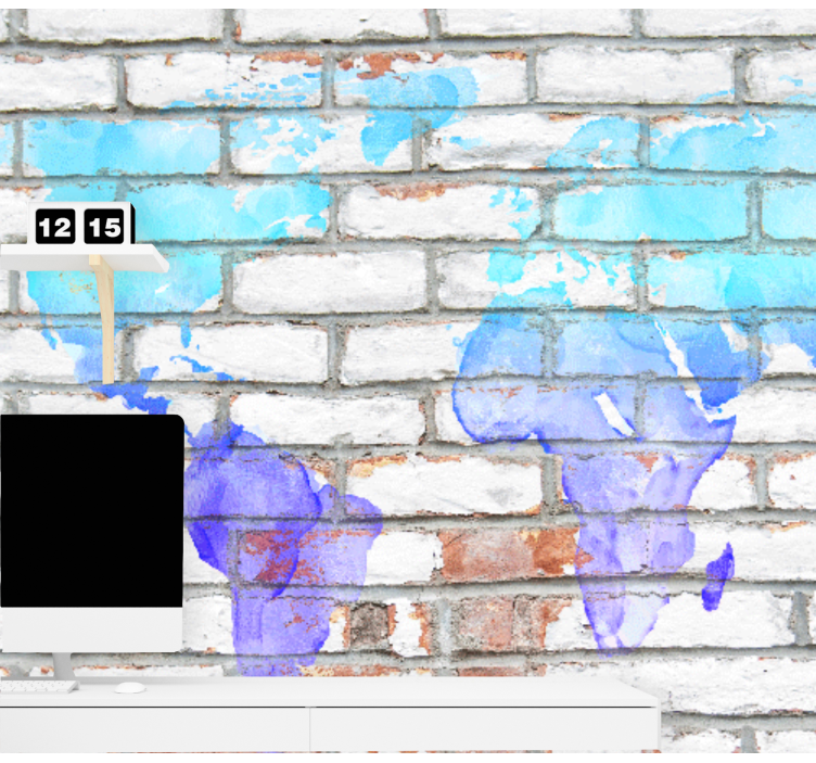 Papel pintado mapamundi salpicadura del mapa del mundo - TenVinilo