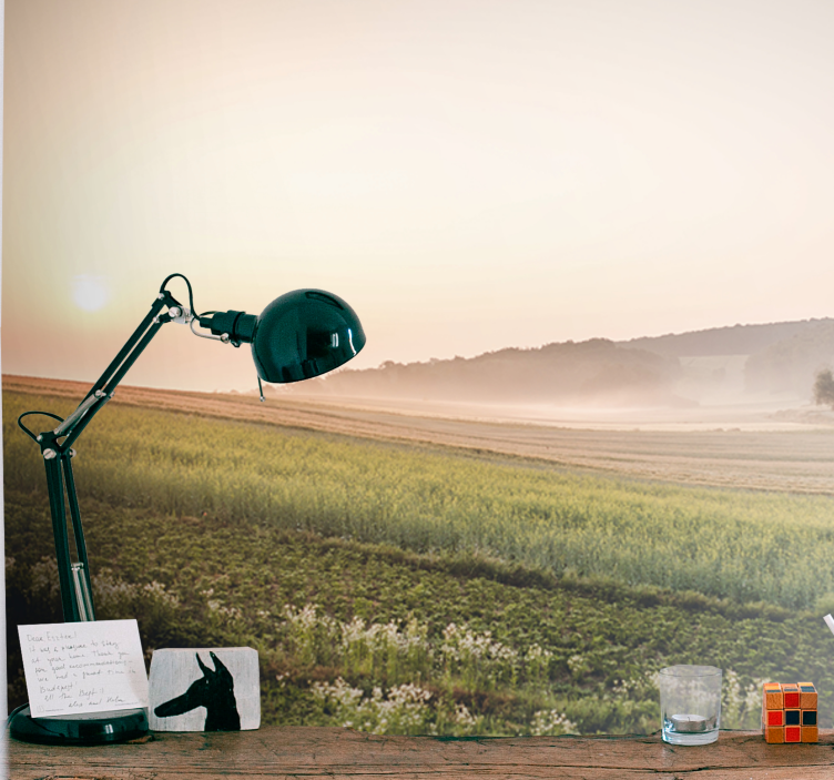 Papel pintado paisaje prados verdes tranquilos - TenVinilo