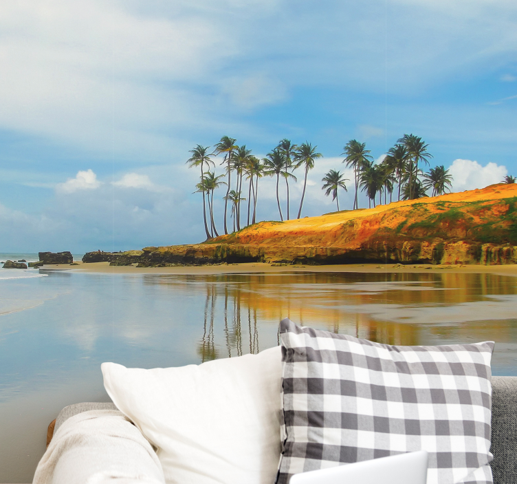 Papel pintado paisaje reflejo de palmeras - TenVinilo