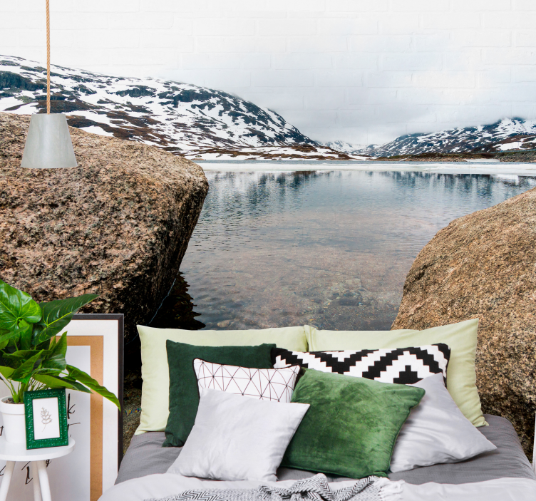 Papel pintado paisaje reverberación de montañas serenas - TenVinilo