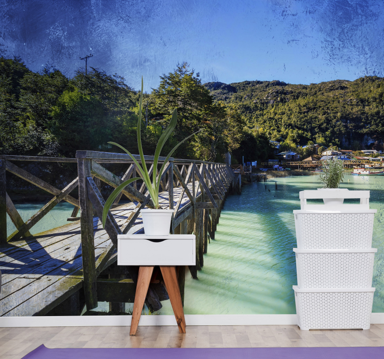 Papel pintado paisaje sendero costero escénico - TenVinilo